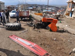 Freni patlayan kamyon traktörü biçti