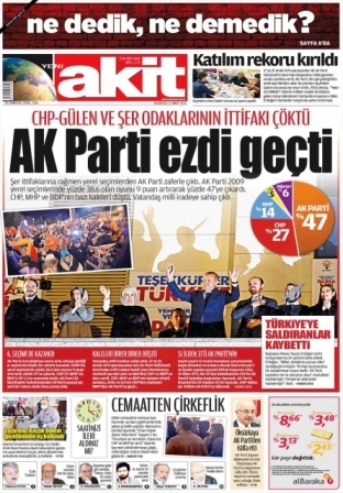 Yerel seçim sonrası gazetelerin manşetleri 1