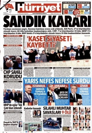 Yerel seçim sonrası gazetelerin manşetleri 13