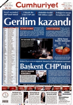 Yerel seçim sonrası gazetelerin manşetleri 24