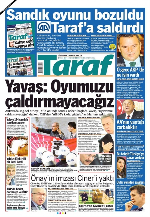 BUGÜNKÜ GAZETE MANŞETLERİ (2 NİSAN 2014 ÇARŞAMBA) 16
