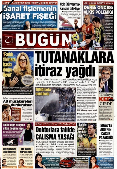 BUGÜNKÜ GAZETE MANŞETLERİ (2 NİSAN 2014 ÇARŞAMBA) 18
