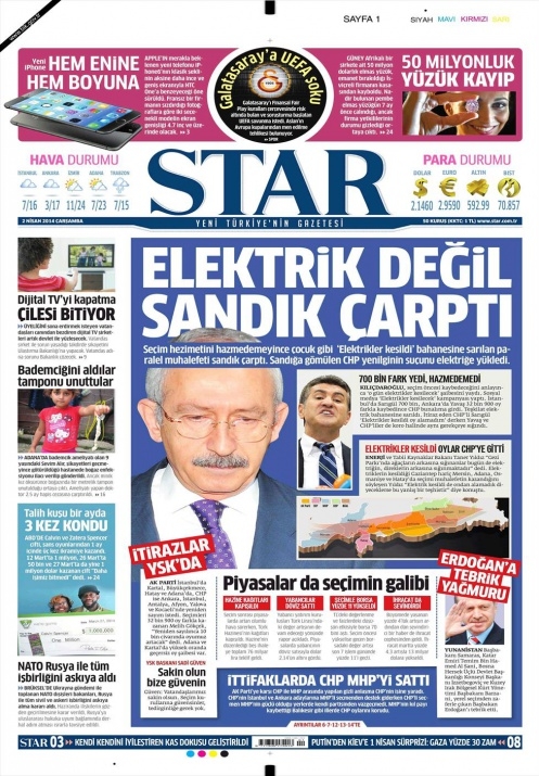 BUGÜNKÜ GAZETE MANŞETLERİ (2 NİSAN 2014 ÇARŞAMBA) 2