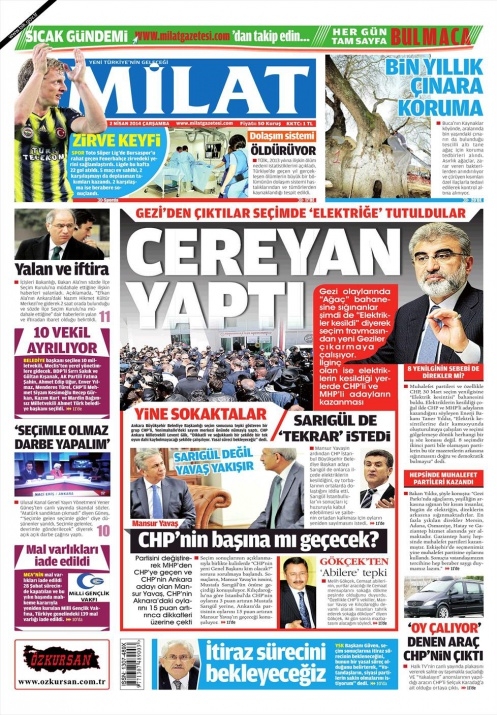 BUGÜNKÜ GAZETE MANŞETLERİ (2 NİSAN 2014 ÇARŞAMBA) 24