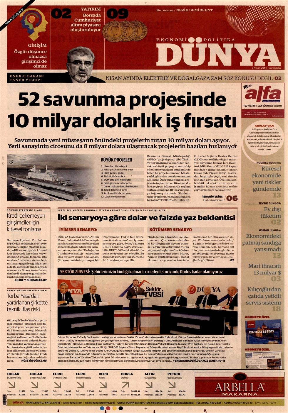 BUGÜNKÜ GAZETE MANŞETLERİ (2 NİSAN 2014 ÇARŞAMBA) 31