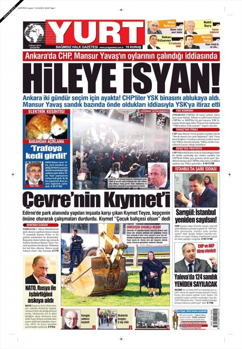 BUGÜNKÜ GAZETE MANŞETLERİ (2 NİSAN 2014 ÇARŞAMBA) 36