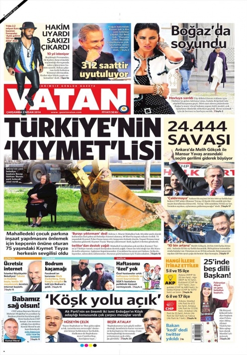 BUGÜNKÜ GAZETE MANŞETLERİ (2 NİSAN 2014 ÇARŞAMBA) 5