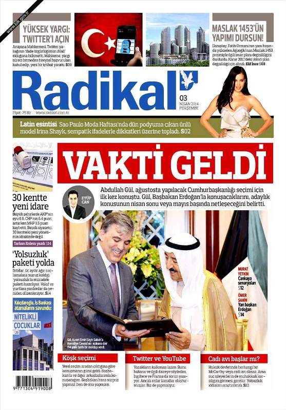 BUGÜNKÜ GAZETE MANŞETLERİ (3 NİSAN PERŞEMBE 2014) 19