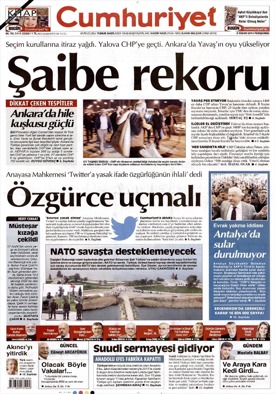 BUGÜNKÜ GAZETE MANŞETLERİ (3 NİSAN PERŞEMBE 2014) 24