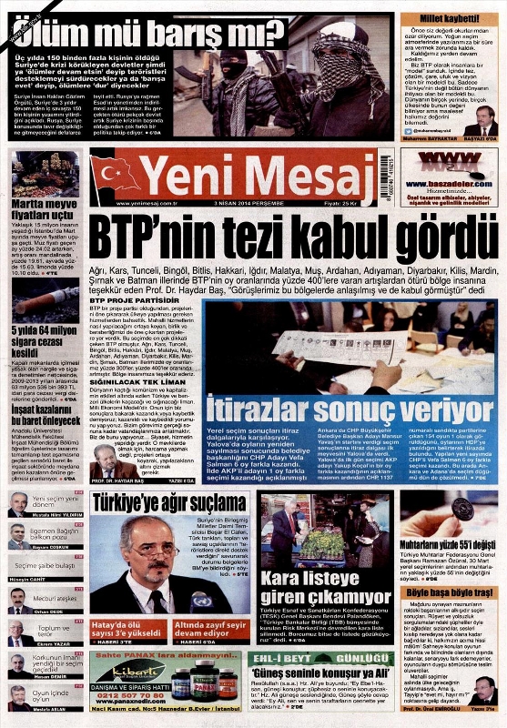 BUGÜNKÜ GAZETE MANŞETLERİ (3 NİSAN PERŞEMBE 2014) 26