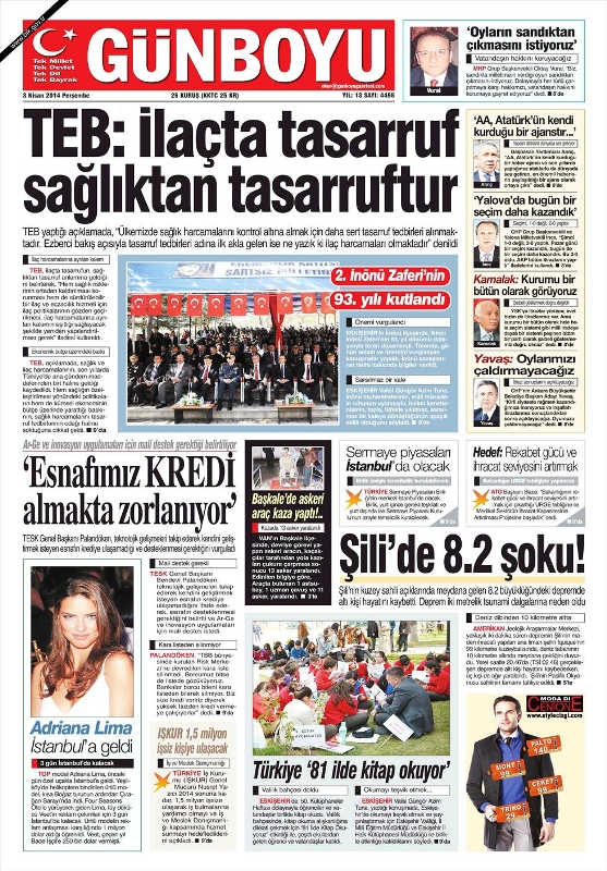 BUGÜNKÜ GAZETE MANŞETLERİ (3 NİSAN PERŞEMBE 2014) 29