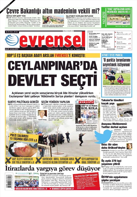 BUGÜNKÜ GAZETE MANŞETLERİ (3 NİSAN PERŞEMBE 2014) 31