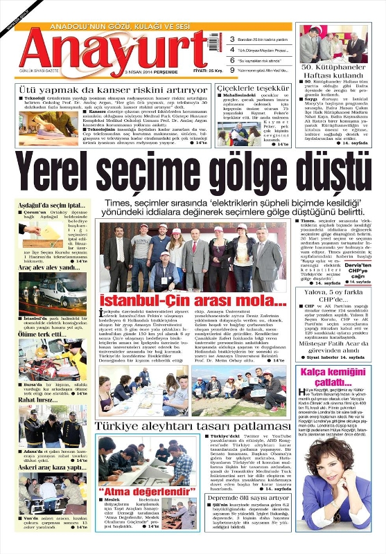 BUGÜNKÜ GAZETE MANŞETLERİ (3 NİSAN PERŞEMBE 2014) 32