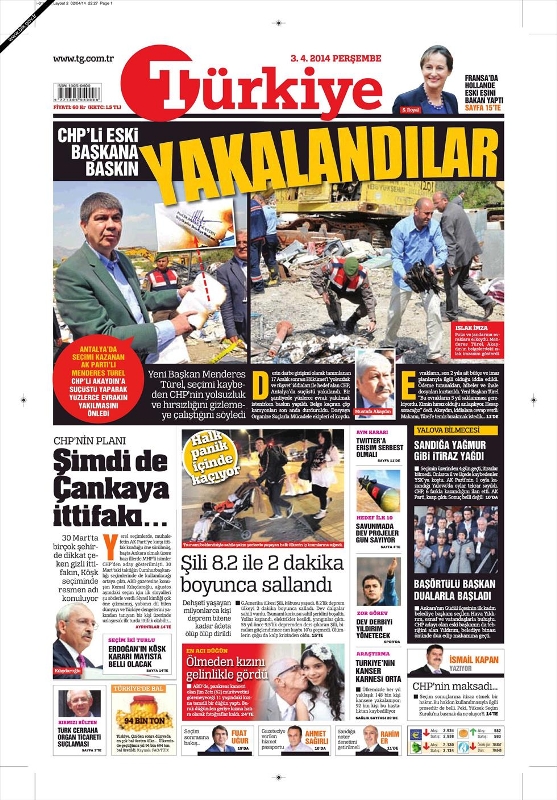 BUGÜNKÜ GAZETE MANŞETLERİ (3 NİSAN PERŞEMBE 2014) 9