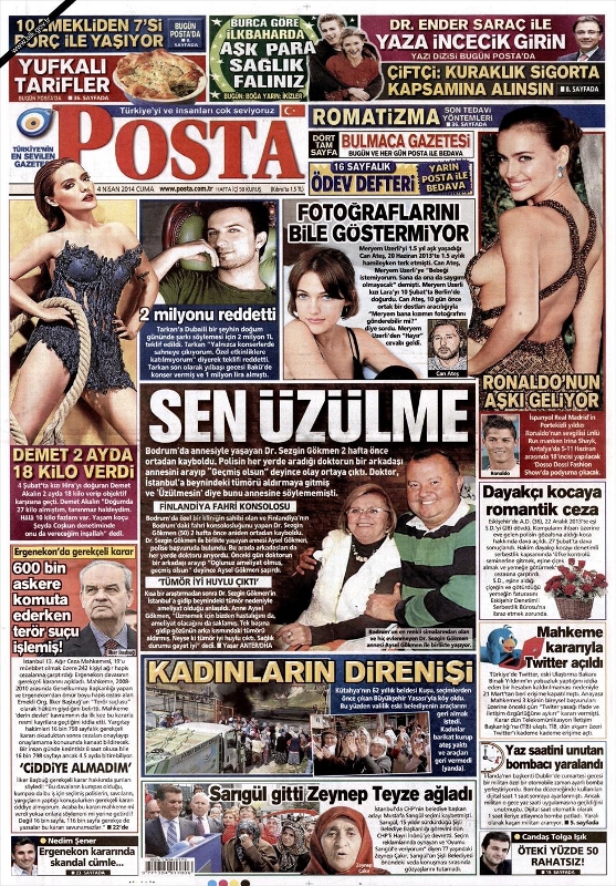BUGÜNKÜ GAZETE MANŞETLERİ (4 NİSAN 2014 CUMA) 16