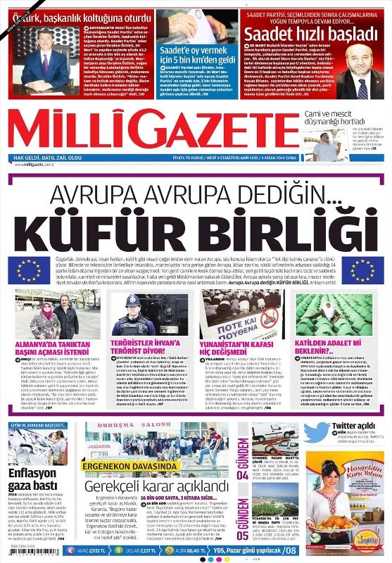 BUGÜNKÜ GAZETE MANŞETLERİ (4 NİSAN 2014 CUMA) 19