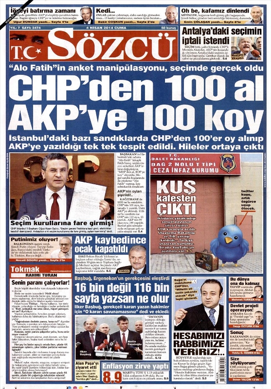 BUGÜNKÜ GAZETE MANŞETLERİ (4 NİSAN 2014 CUMA) 20