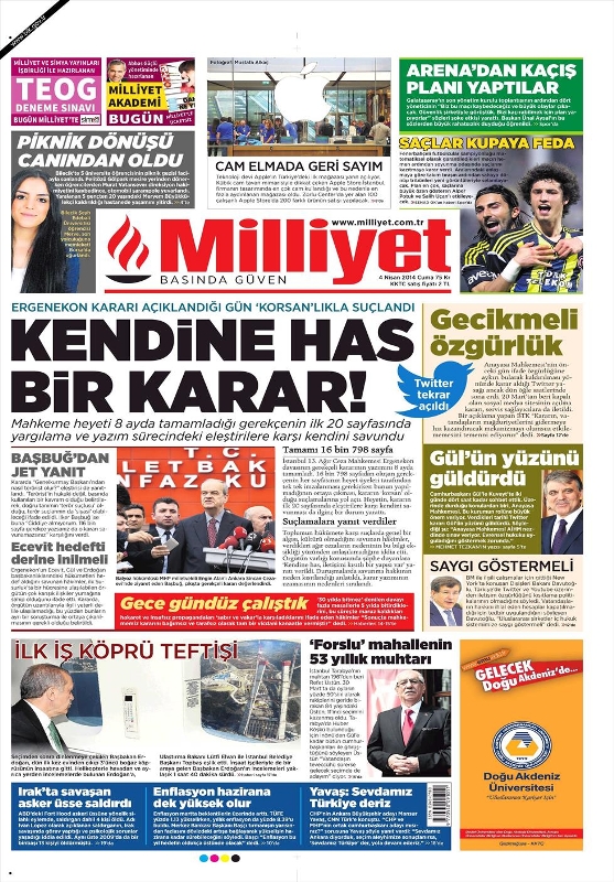BUGÜNKÜ GAZETE MANŞETLERİ (4 NİSAN 2014 CUMA) 9