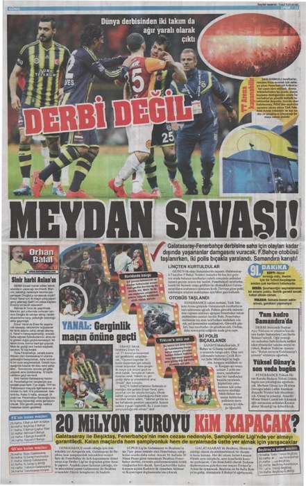 DEV DERBİ GAZETE MANŞETLERİNDE 15