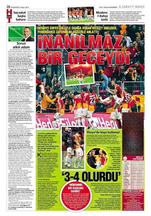 DEV DERBİ GAZETE MANŞETLERİNDE 16