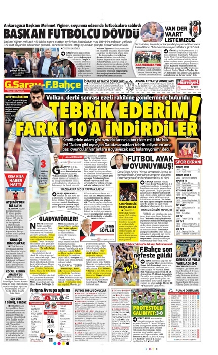 DEV DERBİ GAZETE MANŞETLERİNDE 17