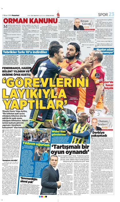 DEV DERBİ GAZETE MANŞETLERİNDE 20