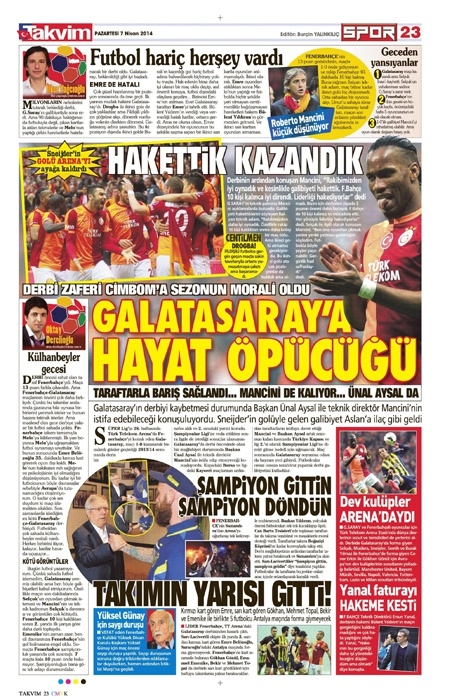 DEV DERBİ GAZETE MANŞETLERİNDE 29