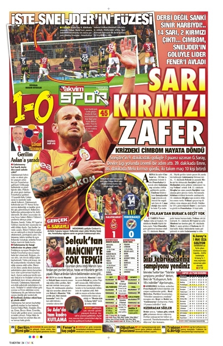 DEV DERBİ GAZETE MANŞETLERİNDE 30