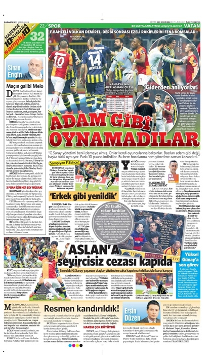 DEV DERBİ GAZETE MANŞETLERİNDE 33