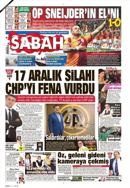 BUGÜNKÜ GAZETE MANŞETLERİ (7 NİSAN 2014 PAZARTESİ) 1