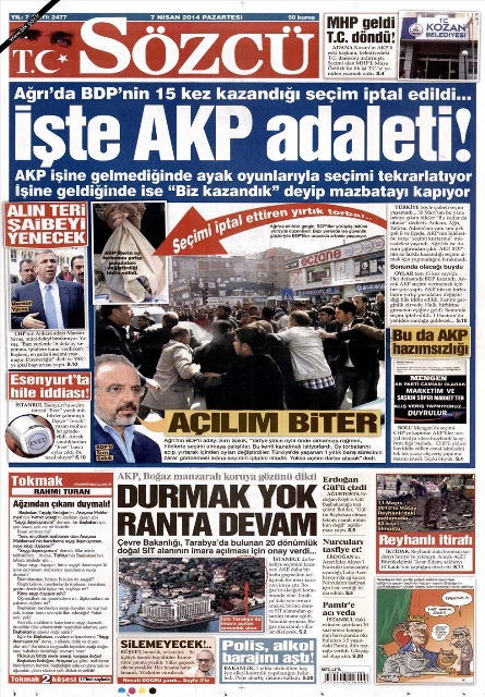 BUGÜNKÜ GAZETE MANŞETLERİ (7 NİSAN 2014 PAZARTESİ) 29