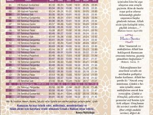 KONYA İFTAR SAATİ DİYANET İMSAKİYESİ (2014)