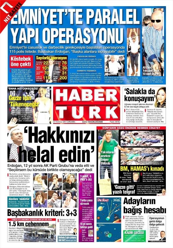 PARALEL OPERASYON GAZETE MANŞETLERİNDE 8