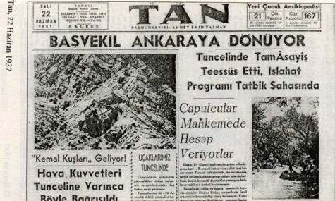 Dönemin Dersim manşetleri 12