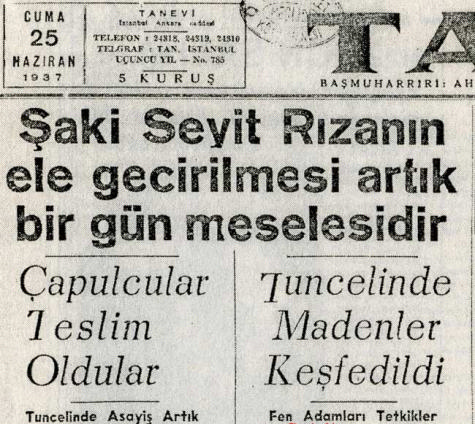 Dönemin Dersim manşetleri 18