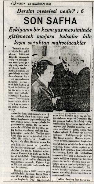 Dönemin Dersim manşetleri 3