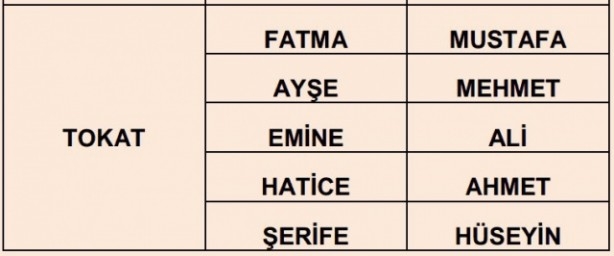 İşte illere göre en çok kullanılan isimler 18