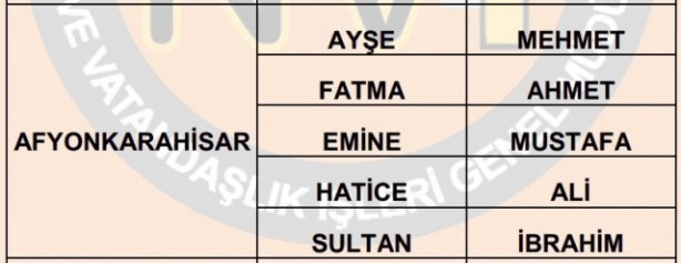 İşte illere göre en çok kullanılan isimler 19