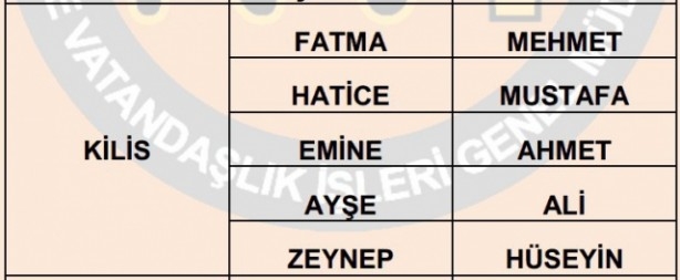 İşte illere göre en çok kullanılan isimler 41