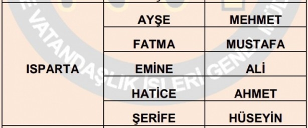 İşte illere göre en çok kullanılan isimler 48