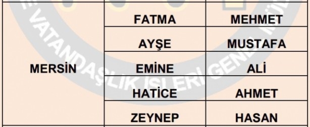 İşte illere göre en çok kullanılan isimler 7