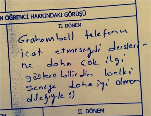 Öğretmenlerin komik karne yorumları