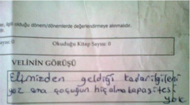 Öğretmenlerin komik karne yorumları