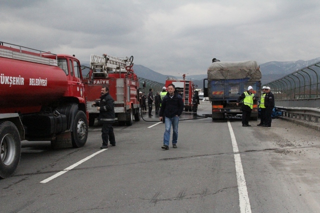 Kömür yüklü kamyon alev aldı 6