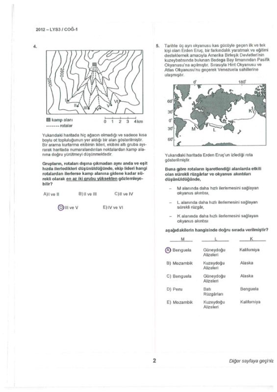 2012 LYS 3 Coğrafya soruları ve cevapları 3
