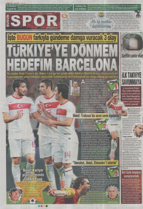 Gazetelerin spor manşetleri (29 Mayıs 2013) 3