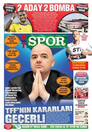 Spor gazetelerinin manşetleri 3