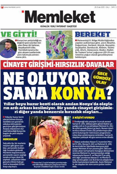 26 Ocak 2021-Konya Memleket Gazetesi