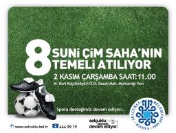 8 adet suni çim sahanın temeli atılıyor