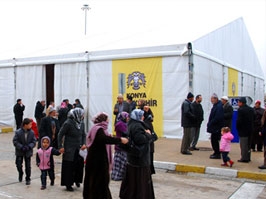 Konya'da hacı yakınları için çadır